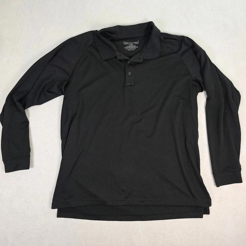 5.11 Tactical Series Mens XL Long Sleeve‎ Polo Shirt Black Performance 100% Poly